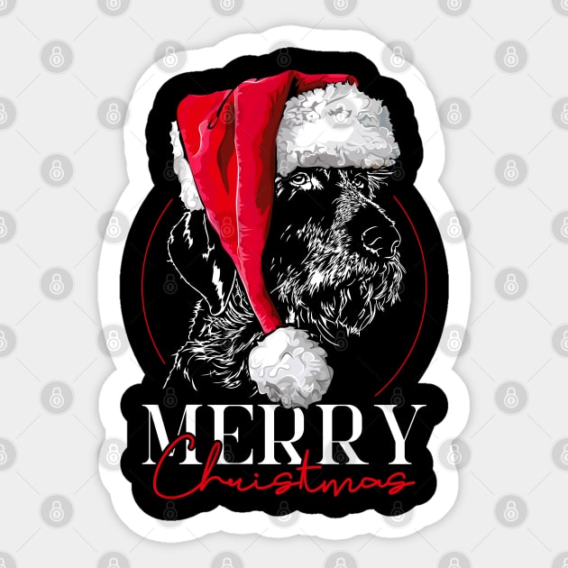 Santa German Wirehaired Pointer Merry Christmas dog Sticker by wilsigns